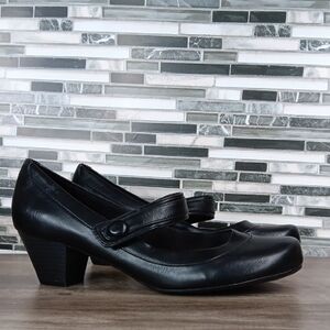 Black Leather Mary Jane Heels 9.5M Life Stride Comfort Business Working Shoes
